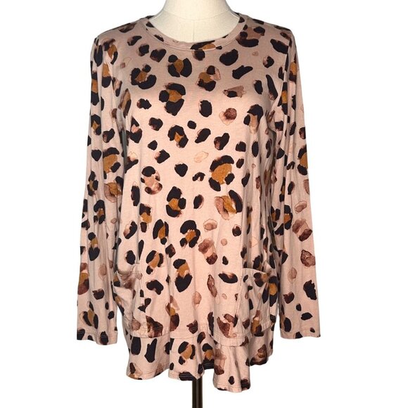 LOGO Leopard Top S Lounge Animal Punk Grunge 90s Boho Cozy Office Fall Autumn - Picture 1 of 7